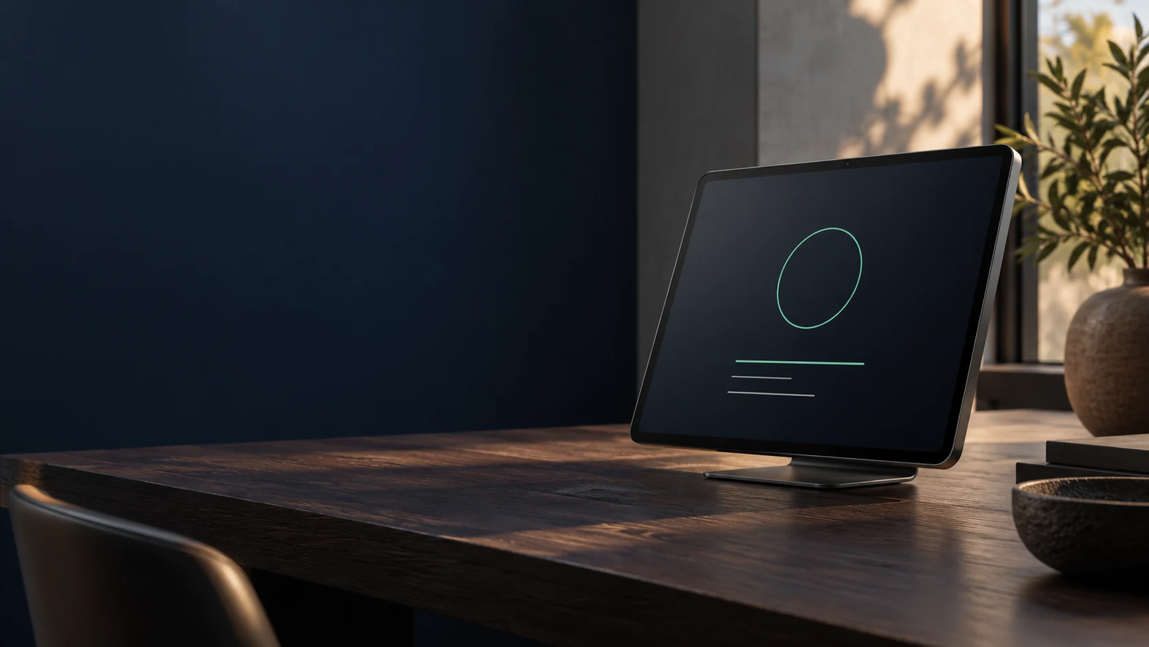 Concept visualization of a dedicated Focus touchscreen on a quiet desk